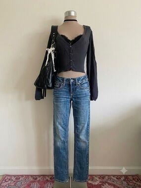 Vintage low rise straight leg silver jeans